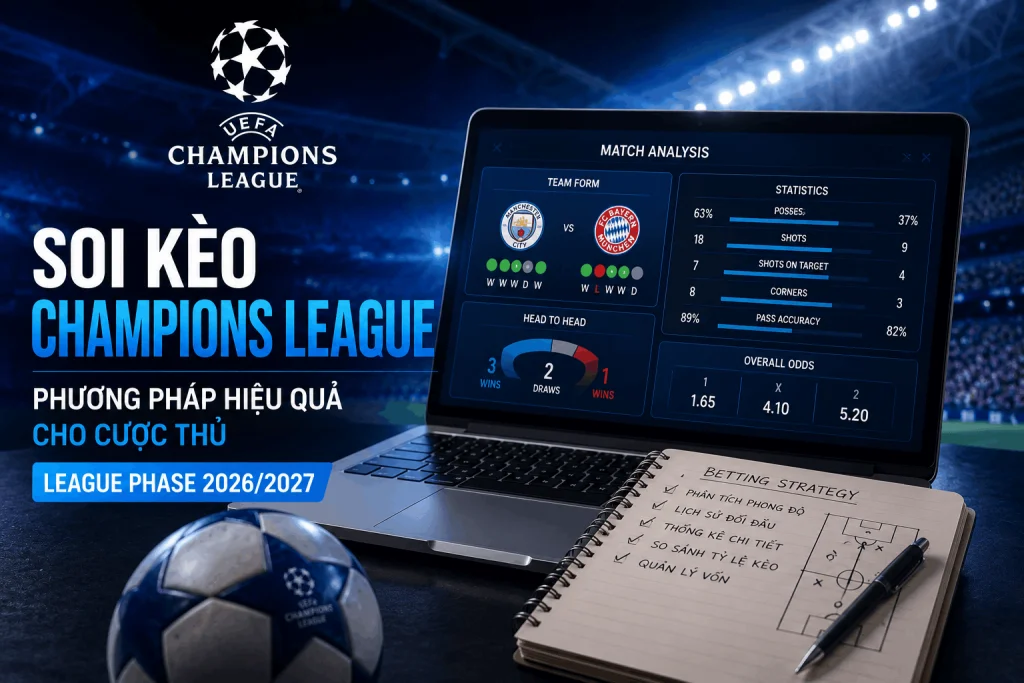 Phương pháp soi kèo Champions League League Phase UEFA 2026/2027 cho cược thủ 3 phương pháp đặt kèo