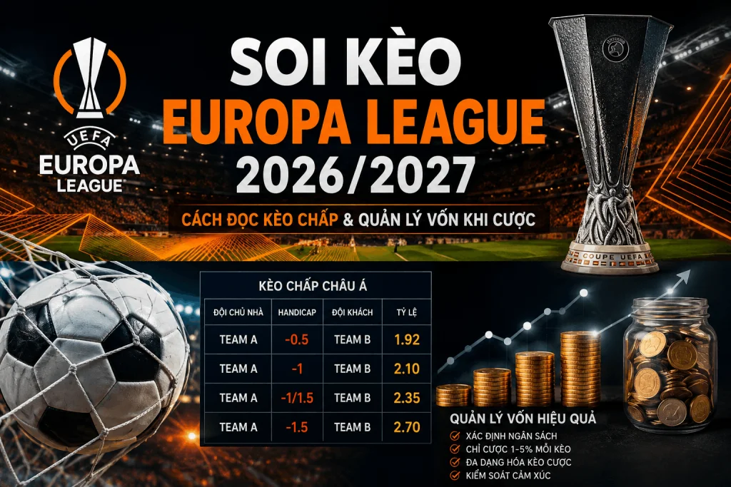 Soi kèo Europa League 2026/2027:Cách đọc kèo chấp & Quản lý vốn khi cược 1 soi kèo europa league