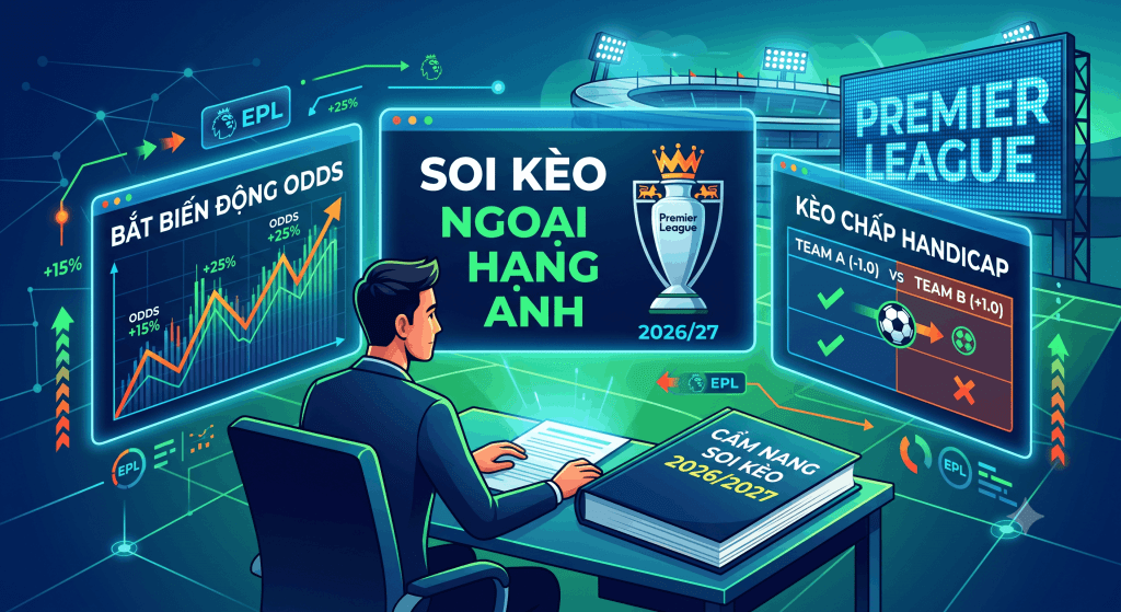 Cẩm nang soi kèo Ngoại Hạng Anh 2026/2027: Bắt biến động Odds & Kèo chấp Handicap 2 soi kèo ngoại hạng anh