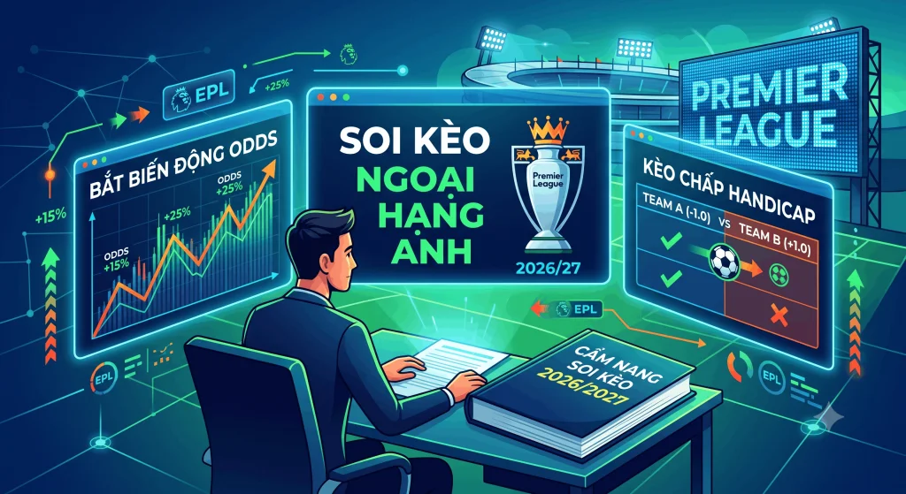 Cẩm nang soi kèo Ngoại Hạng Anh 2026/2027: Bắt biến động Odds & Kèo chấp Handicap 2 soi kèo ngoại hạng anh